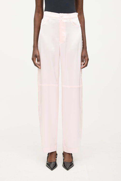 Nanushka Satin Frayed Straight Leg Trouser