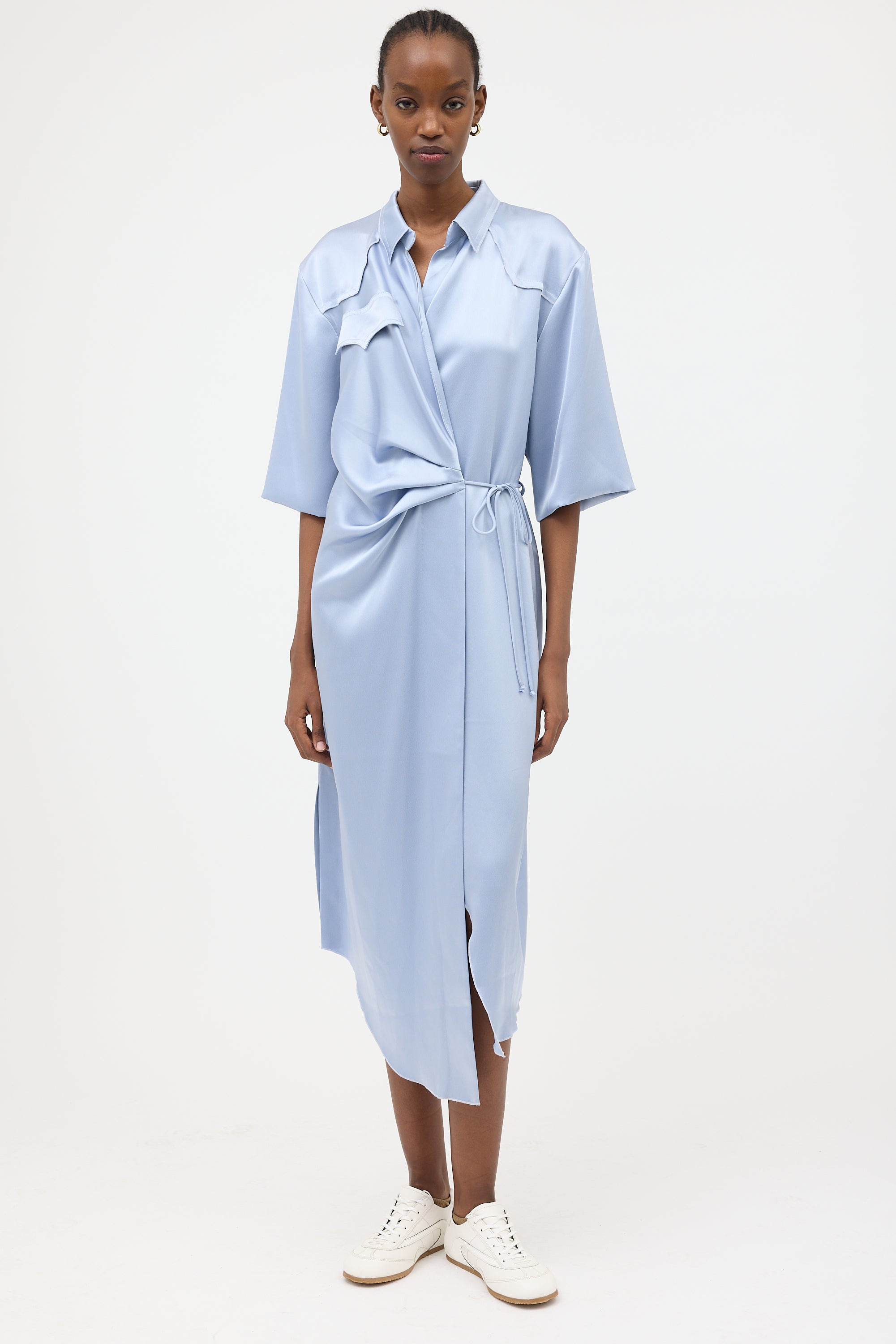 nanushka satin wrap dress Nanushka Wrap dress LAIS in satin in cream