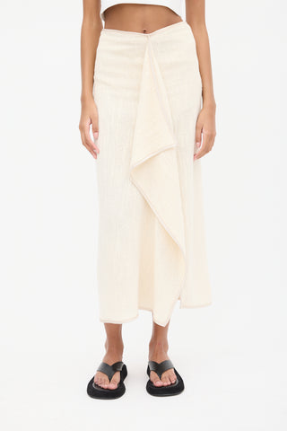 Nanushka White Tweed Drape Skirt