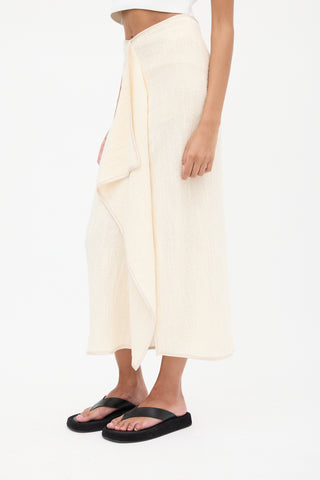 White Tweed Drape Skirt