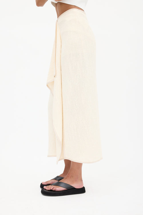 White Tweed Drape Skirt