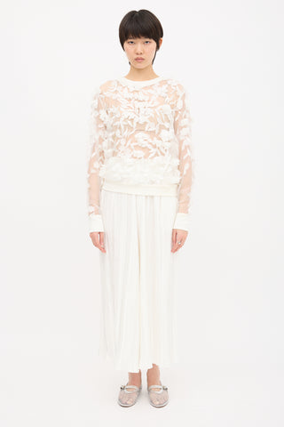 Narces Mesh Floral Applique Top