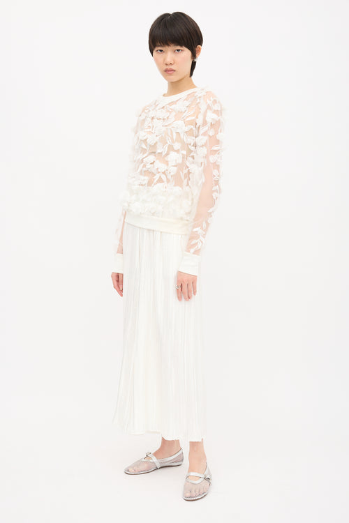 Narces Mesh Floral Applique Top