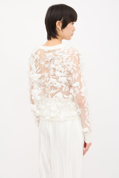 Narces Mesh Floral Applique Top