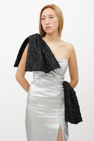 Narces Silver & Black Sparkly Bow Dress