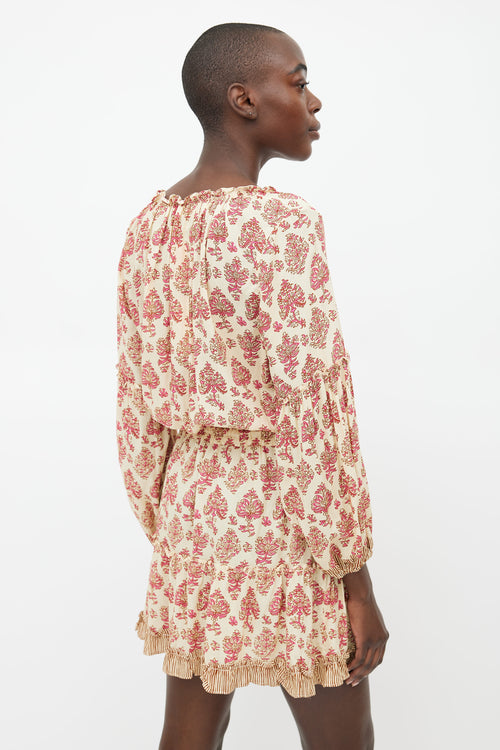 Natalie Martin Beige & Pink Print Dress