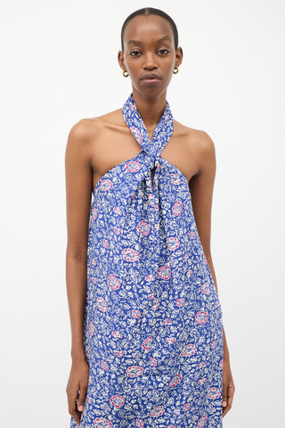 Natalie Martin Blue & Multi Silk Floral Astrid Dress