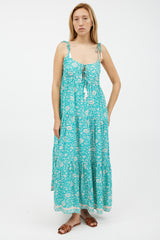Natalie Martin Blue & Multicolour Floral Silk Dress