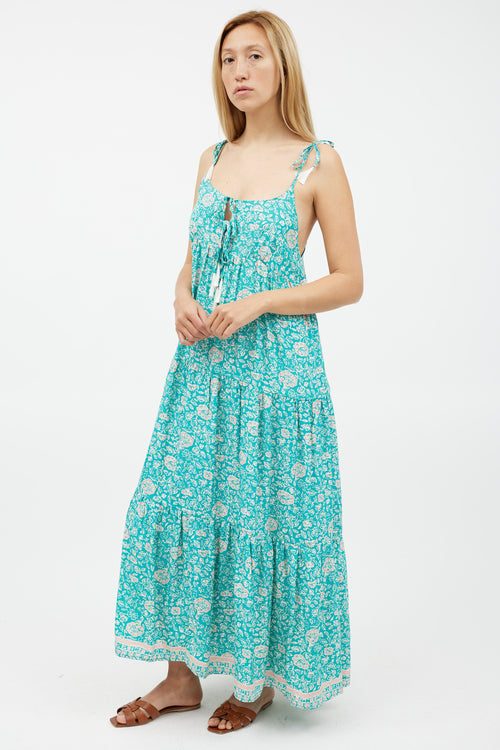 Natalie Martin Blue & Multicolour Floral Silk Dress