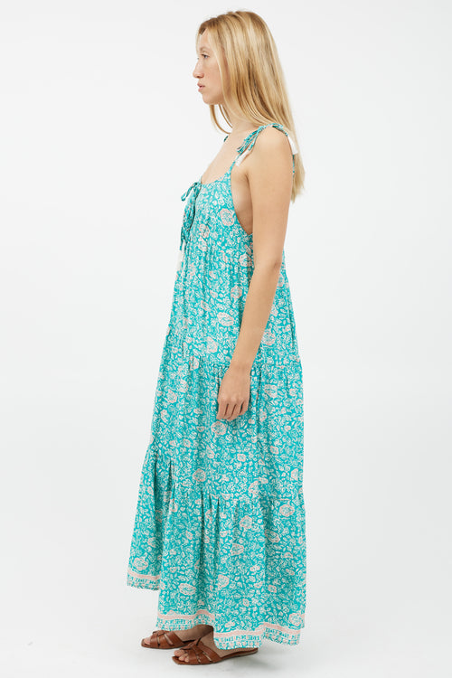 Natalie Martin Blue & Multicolour Floral Silk Dress