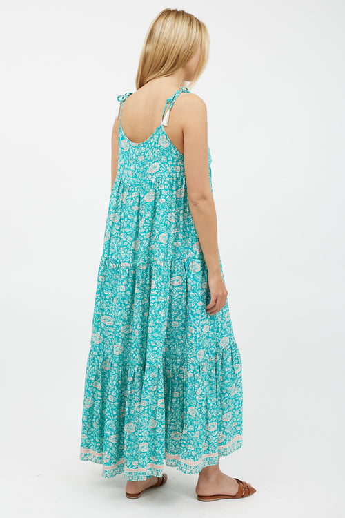Natalie Martin Blue & Multicolour Floral Silk Dress