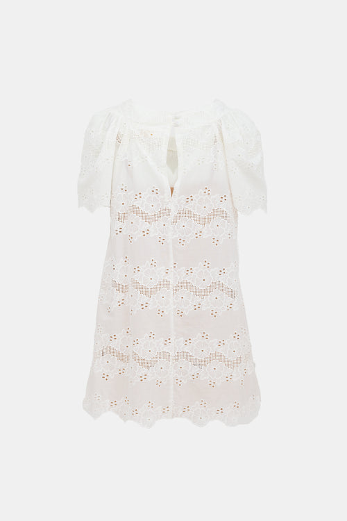 Natalie Martin Broderie Anglaise Mini Dress