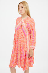 Natalie Martin Orange & Fuchsia Printed Fiore Dress