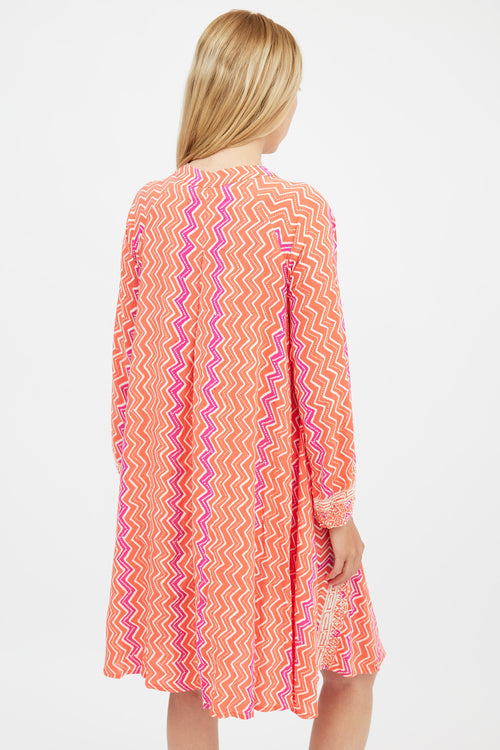 Natalie Martin Orange & Fuchsia Printed Fiore Dress