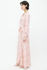 Natalie Martin Pink Silk Floral Wrap Dress
