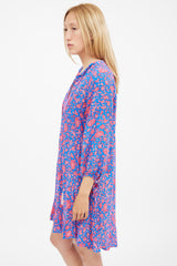 Natalie Martin Red & Blue Floral Tiered Dress