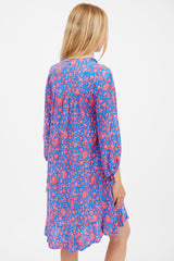 Natalie Martin Red & Blue Floral Tiered Dress