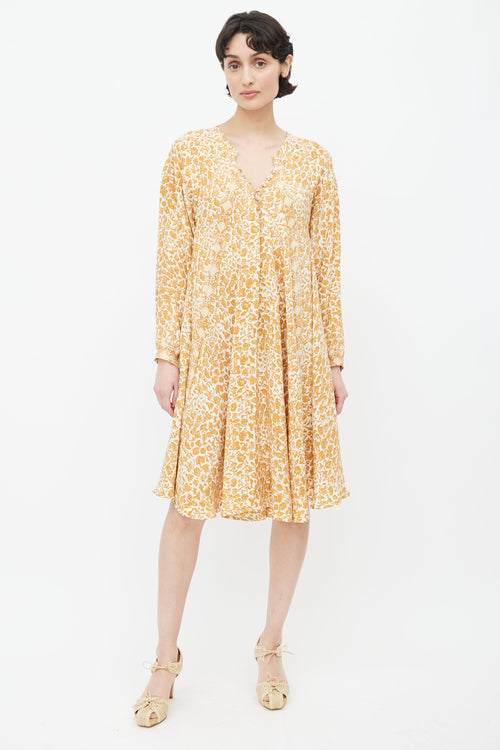 Natalie Martin Brown & Cream Silk Print Dress