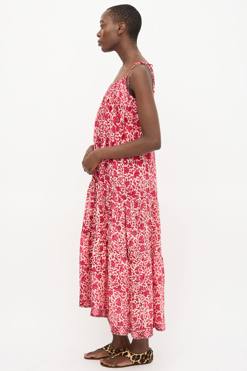 Natalie Martin Silk Floral Tiered Dress