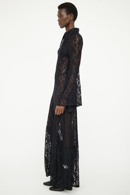 Natasha Zinko Black Lace Zip Long Sleeve Dress