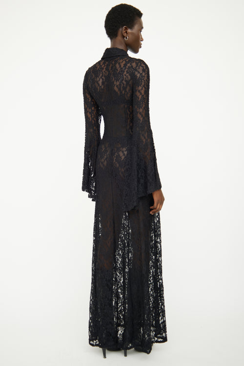 Natasha Zinko Black Lace Zip Long Sleeve Dress