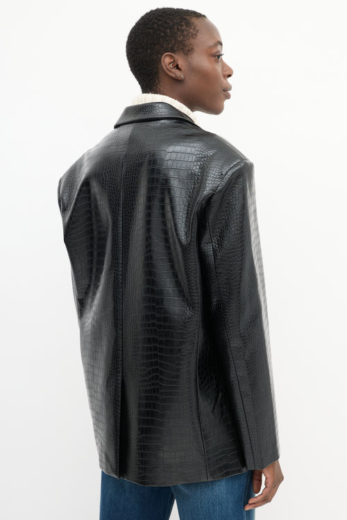 Necessary Ananke Black Embossed Faux Leather Two Pocket Jacket