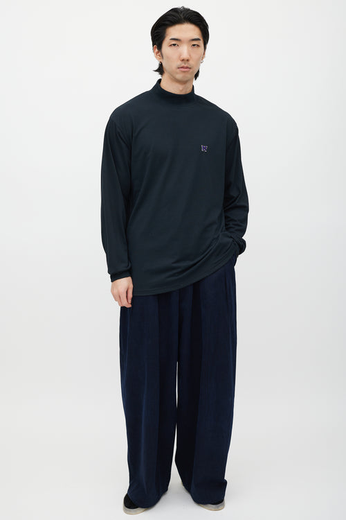 Needles Black & Purple Embroidered Turtleneck