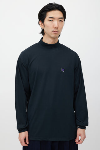 Needles Black & Purple Embroidered Turtleneck