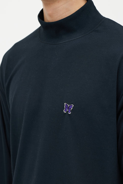 Needles Black & Purple Embroidered Turtleneck