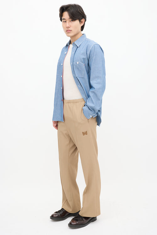 Needles Brown Straight Leg Pleated Trouser