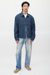 Needles Navy & Purple Embroidered Logo Jacket