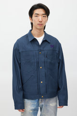 Needles Navy & Purple Embroidered Logo Jacket