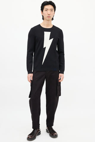 Neil Barrett Black & White Lightning Bolt Sweater