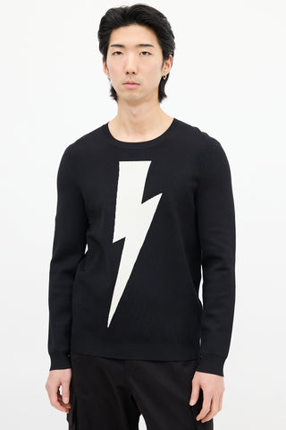 Neil Barrett Black & White Lightning Bolt Sweater