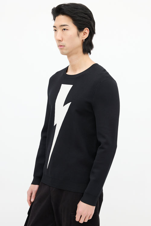 Neil Barrett Black & White Lightning Bolt Sweater