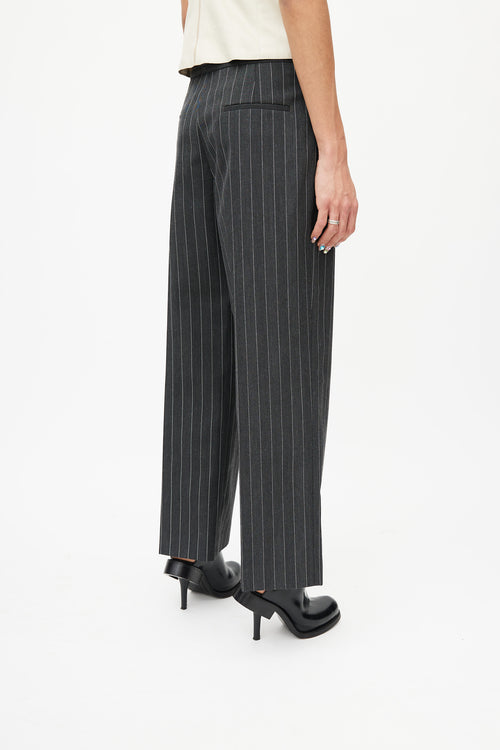 Neil Barrett Grey & White Stripe Wide Leg Trouser