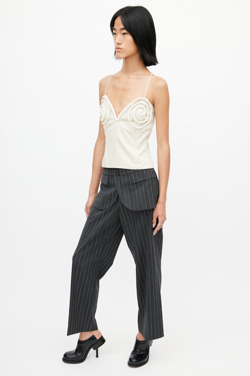 Neil Barrett Grey & White Stripe Wide Leg Trouser