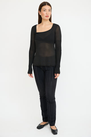 Nensi Dojaka Black Ribbed Cut Out Top