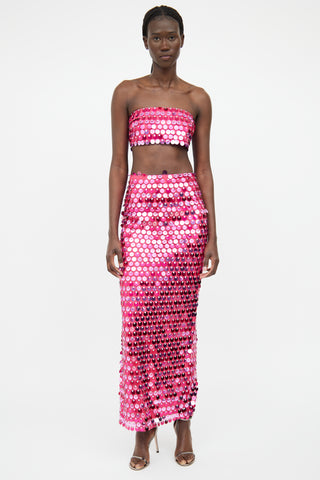 New Arrivals Pink Sequin Maxi Skirt