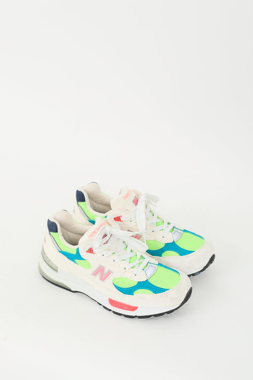 New Balance Neon Green & Multi Suede 992 Sneaker