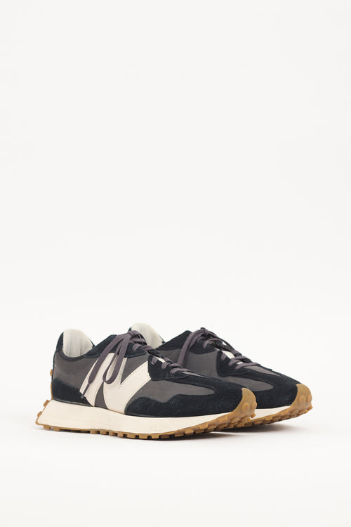 New Balance Black & White Suede & Nylon 327 Sneaker