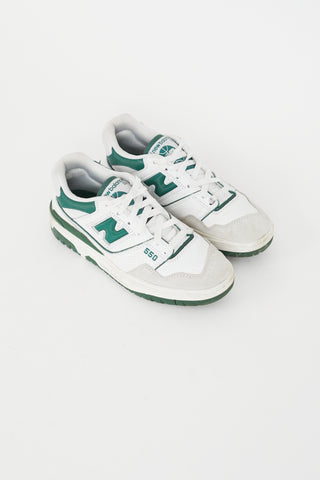 New Balance Green & White Leather 550 Sneaker