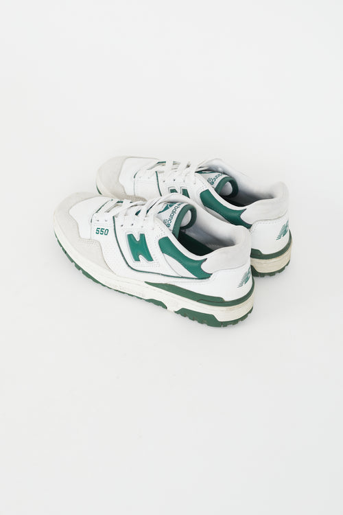 New Balance Green & White Leather 550 Sneaker