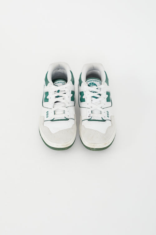 New Balance Green & White Leather 550 Sneaker