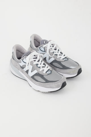 New Balance Grey & White 990 Sneaker