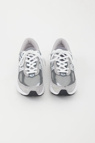 New Balance Grey & White 990 Sneaker
