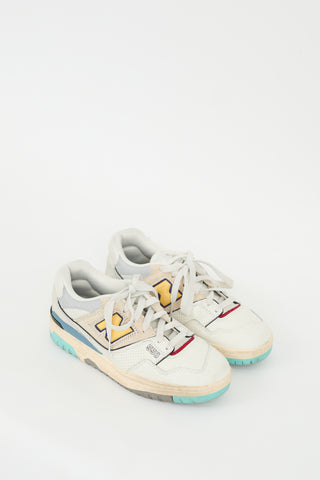 New Balance White & Multi Leather 550 Sneaker