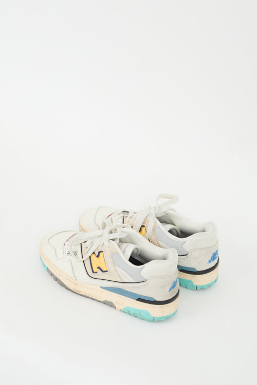 New Balance White & Multi Leather 550 Sneaker