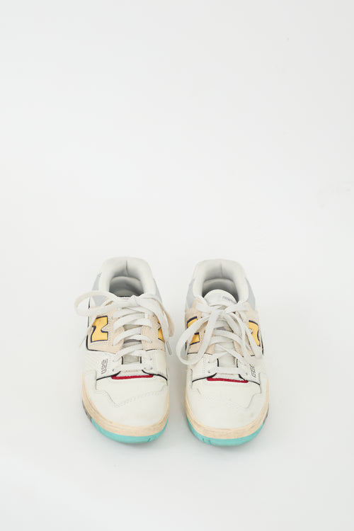 New Balance White & Multi Leather 550 Sneaker