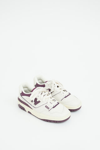 New Balance X Aime Leon Dore Cream & Burgundy Leather 550 Sneaker